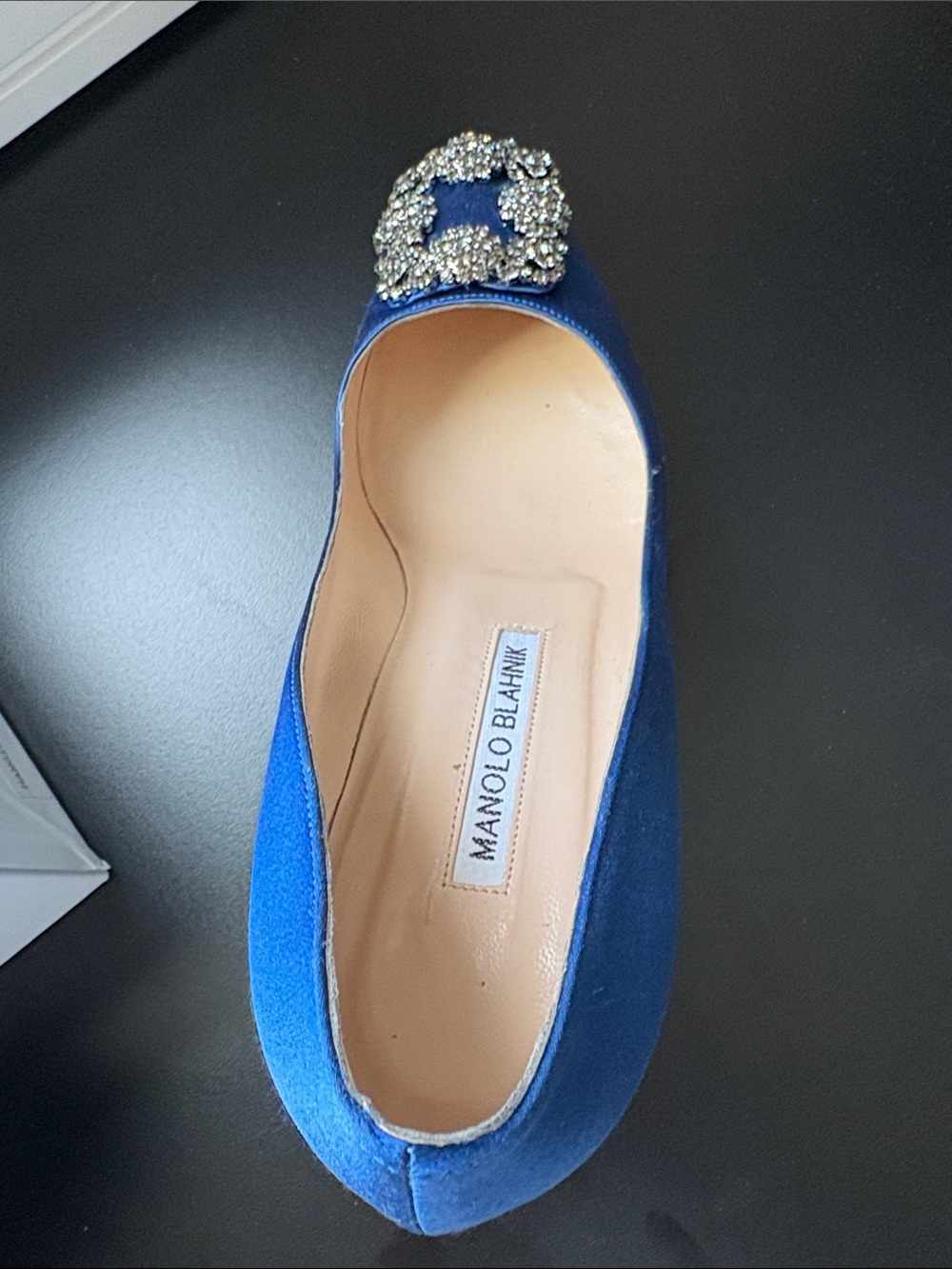 Manolo Blahnik Royal Blue Satin Crystal Buckle heels barely worn - Picture 4 of 7